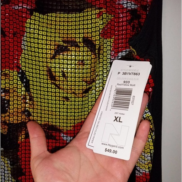 [B3] Peter Nygard Roses Mosaic Multicolor Sleeveless Top, Size XL - Picture 4 of 7